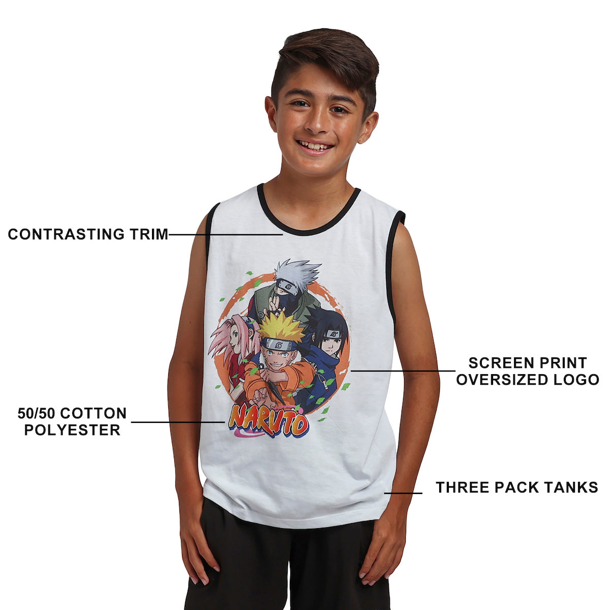 Naruto Group Shot Boy’s 3-Pack Tank Top Set