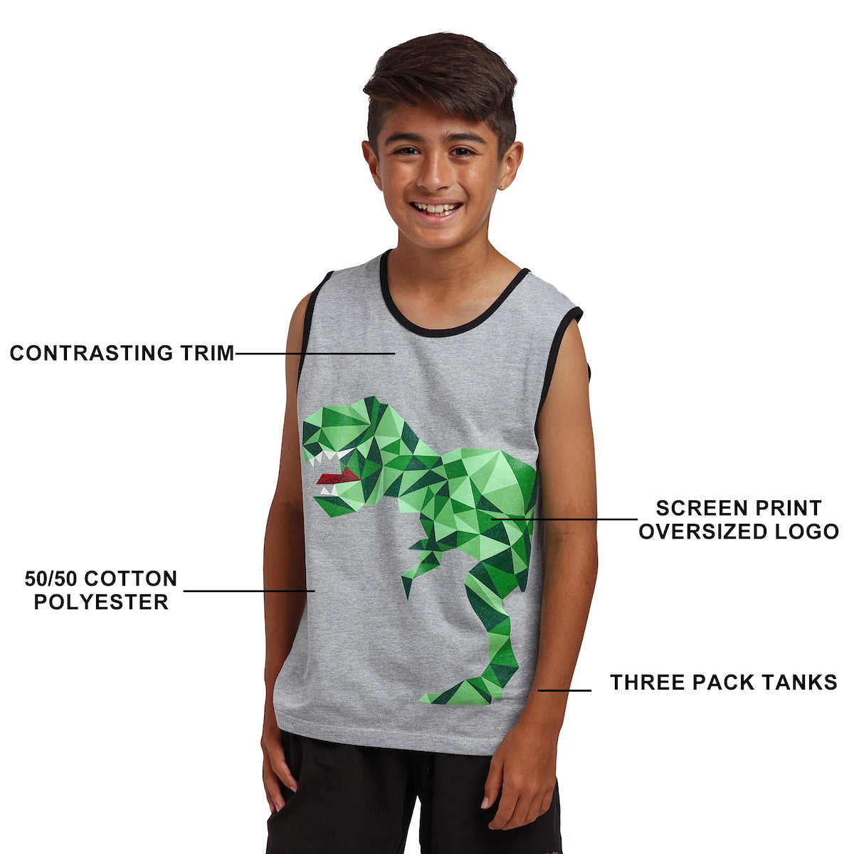Dinosaurs Boy’s 3-Pack Tank Top Set