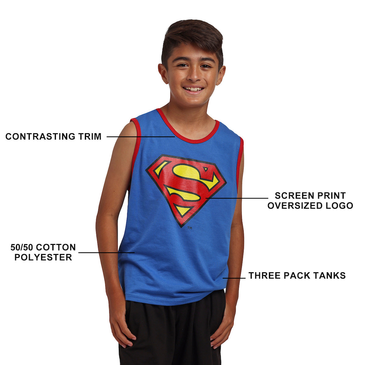 Superman 38 Logo Boy’s 3-Pack Tank Top Set