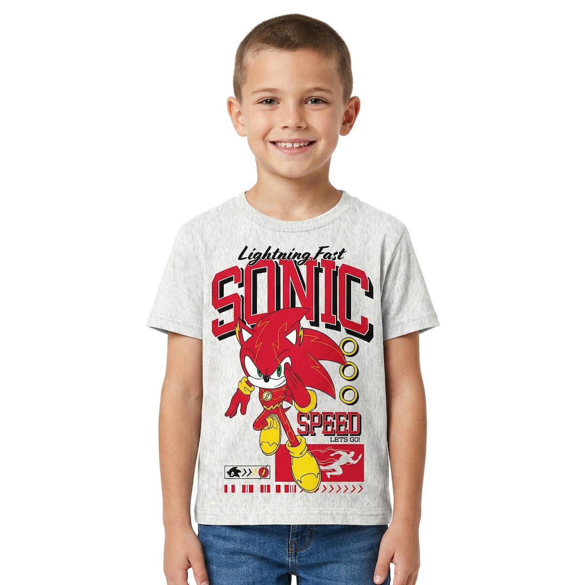 DC X Sega Sonic Superheroes Boy's 3-Pack Crew Neck Short Sleeve T-shirt Set