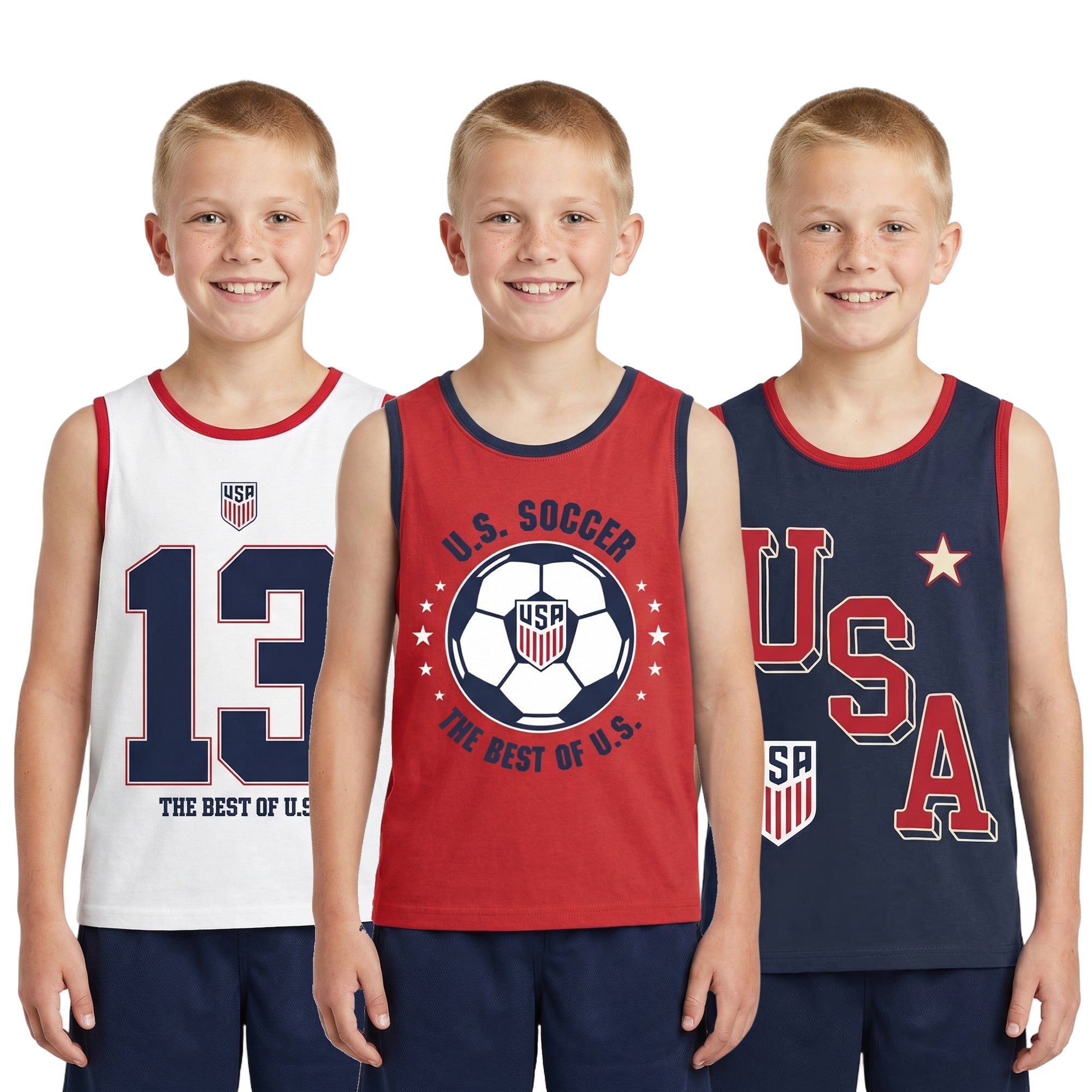 U.S. Soccer Federation Soccer Fan Value 3-Pack of Youth Boy's Sleeveless T-Shirts