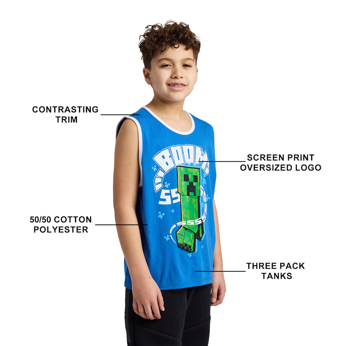 Minecraft Creepers & Chicken Jockey Boy's 3-Pack Tank Top Set