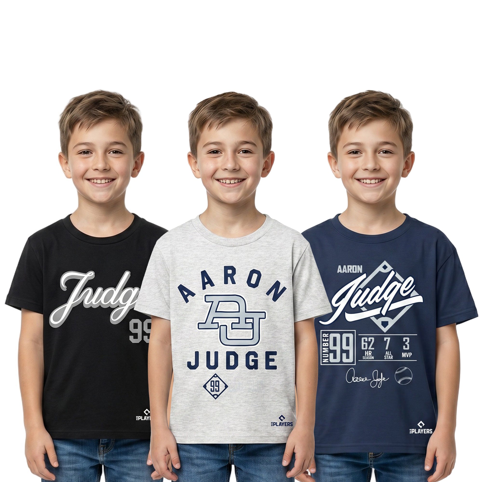 MLB Player Association Aaron Judge Value 3-Pack of Youth Boy’s Short Sleeve T-Shirts