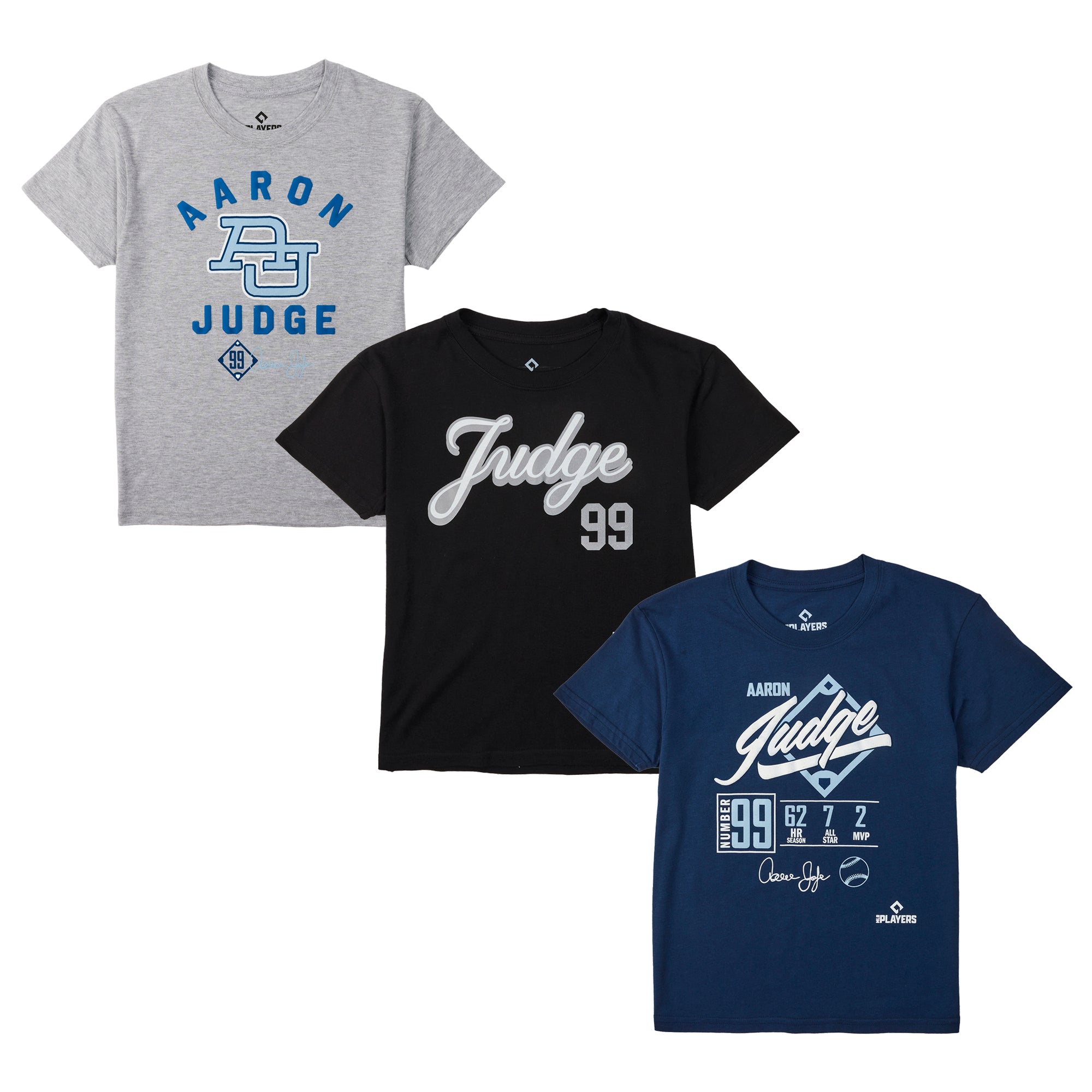 MLB Player Association Aaron Judge Value 3-Pack of Youth Boy’s Short Sleeve T-Shirts