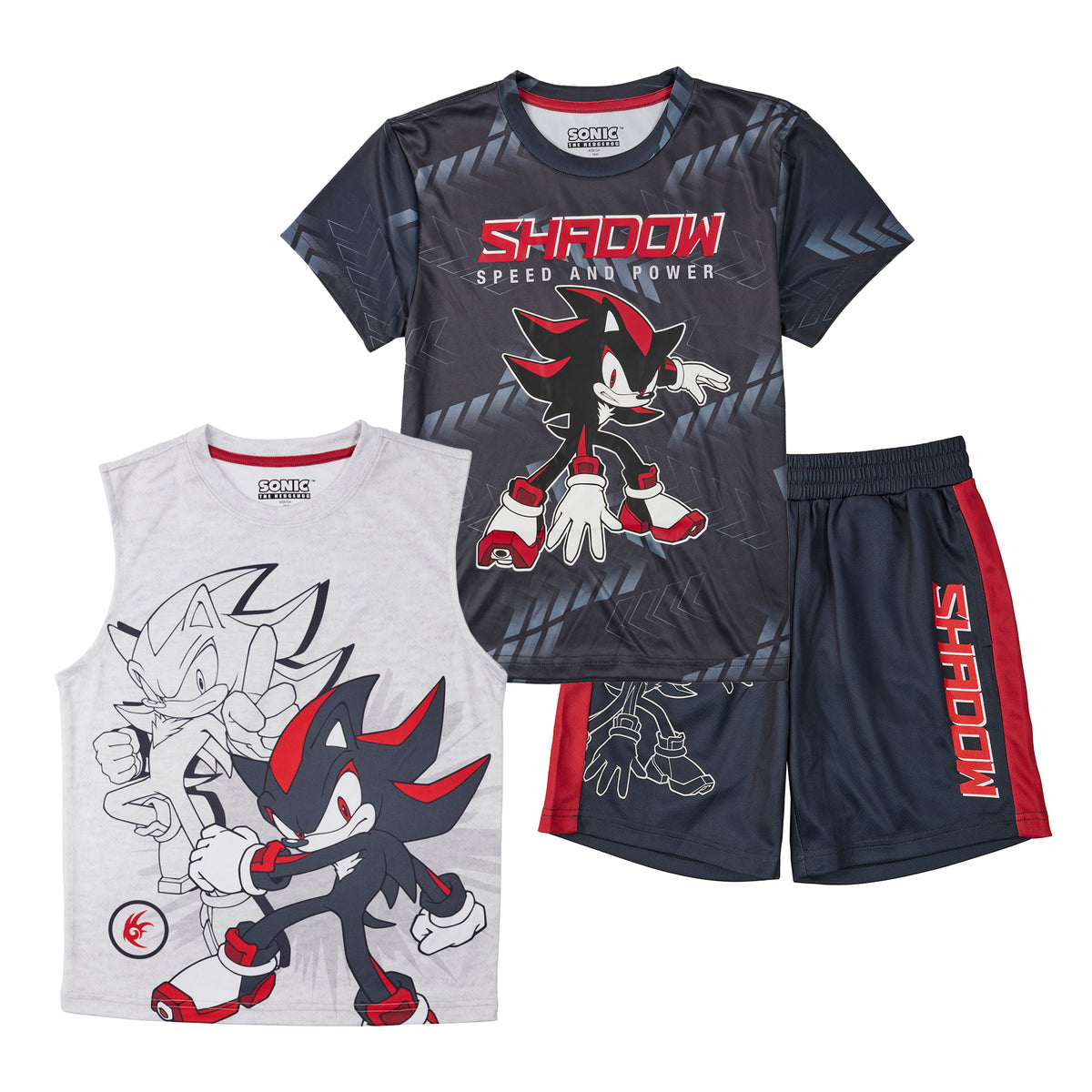 Sonic The Hedgehog Shadow Boy's 3-Pack T-shirt Tank & Shorts Set