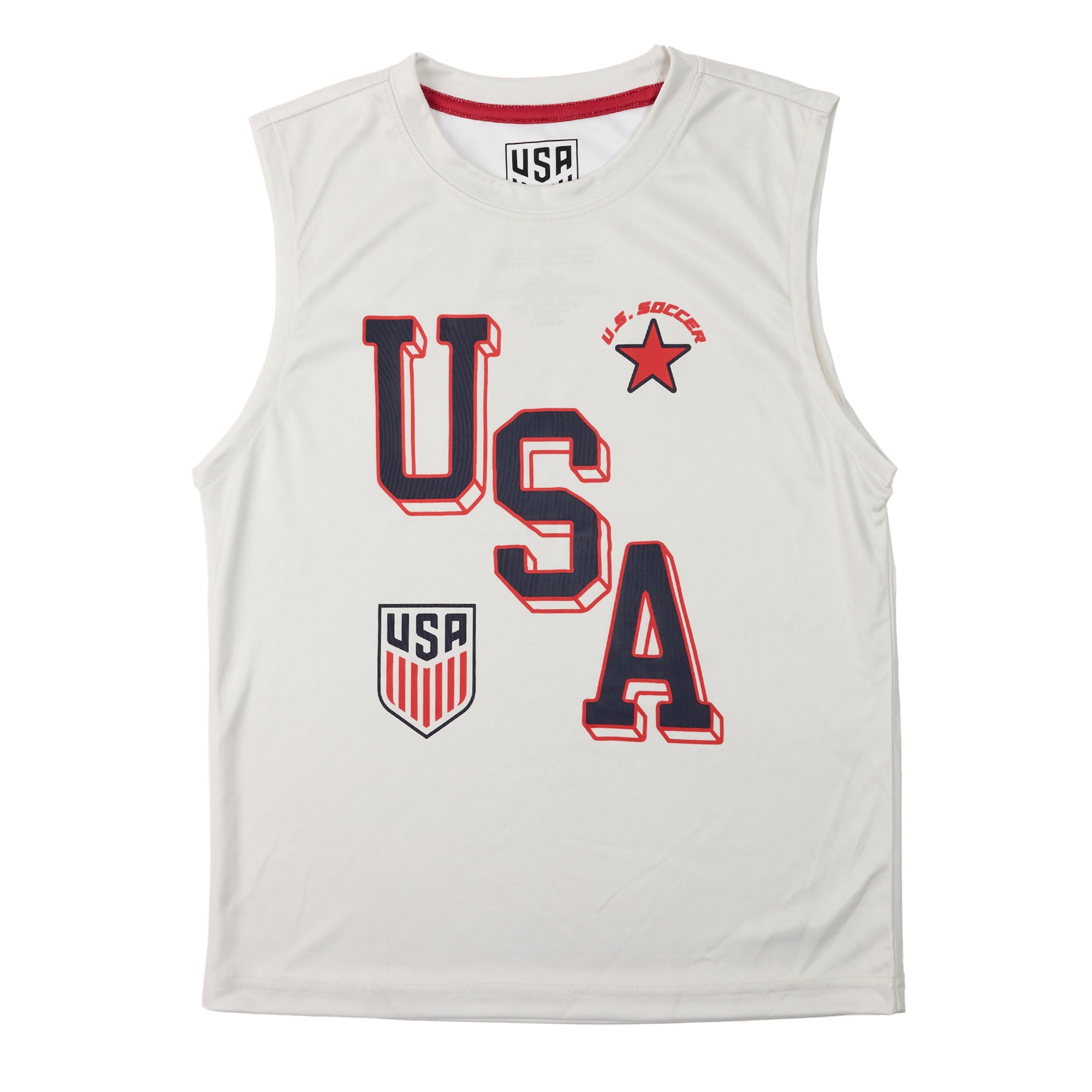U.S. Soccer Federation Team USA Youth Boy Muscle Shirt, Short-Sleeve Tee, and Lounge Shorts 3-Piece Combo Set