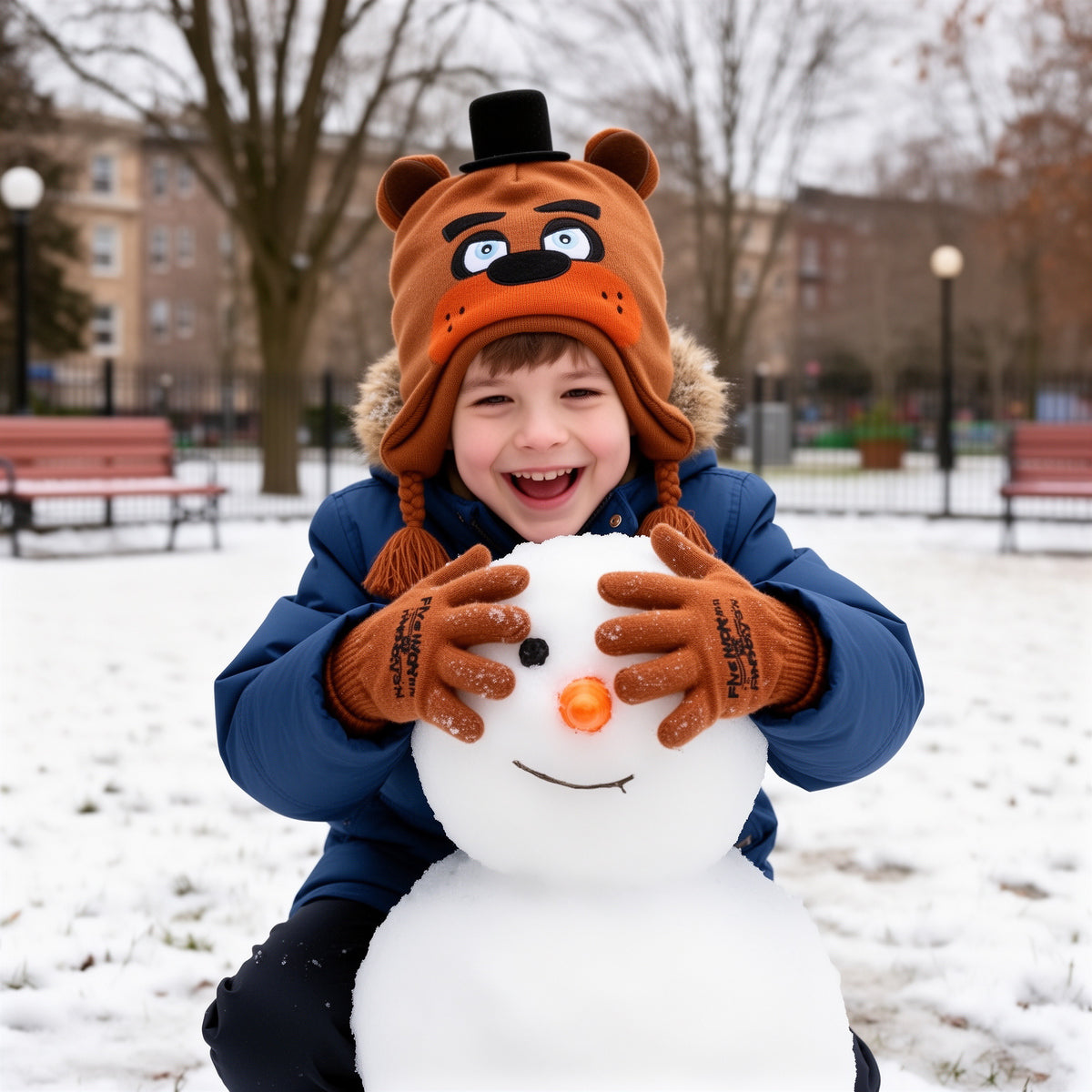 Five Nights At Freddy's Freddy Knit Peruvian Hat and Gloves Set for Kids