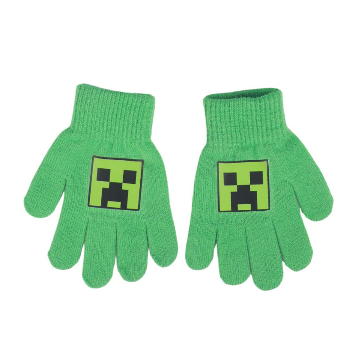 Minecraft Creeper Jacquard Knit Peruvian Hat and Gloves Set for Kids