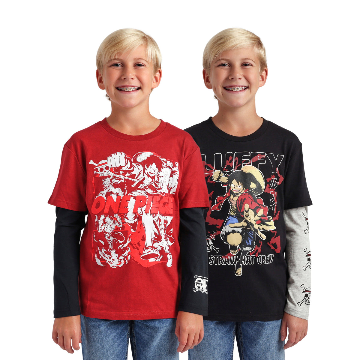 One Piece Luffy 2 Pack Twofer T-Shirt Set for Kids
