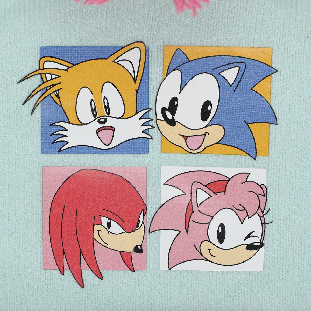 Sonic the Hedgehog Pink and White Youth Cuffed Beanie and Gloves Set