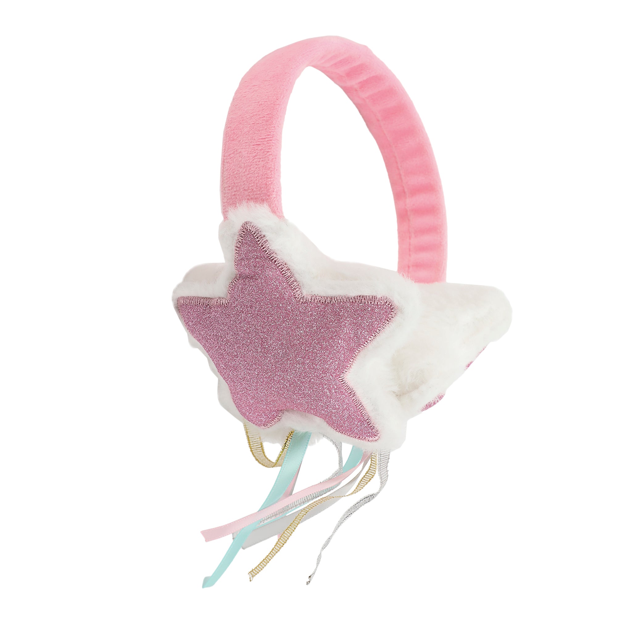 Sparkly Stars 2-Piece Youth Pink Plush Ear Muffs & Gloves Set