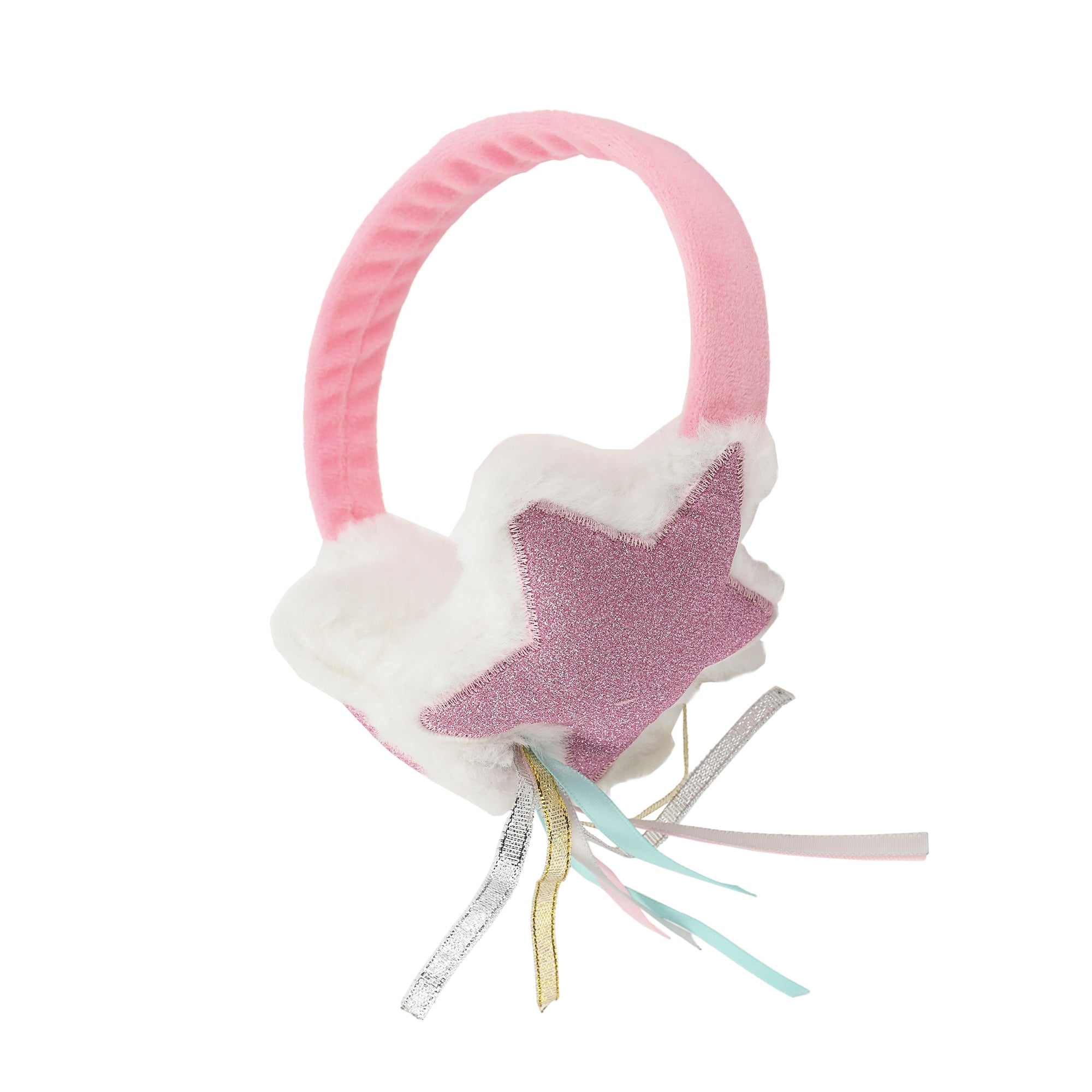 Sparkly Stars 2-Piece Youth Pink Plush Ear Muffs & Gloves Set