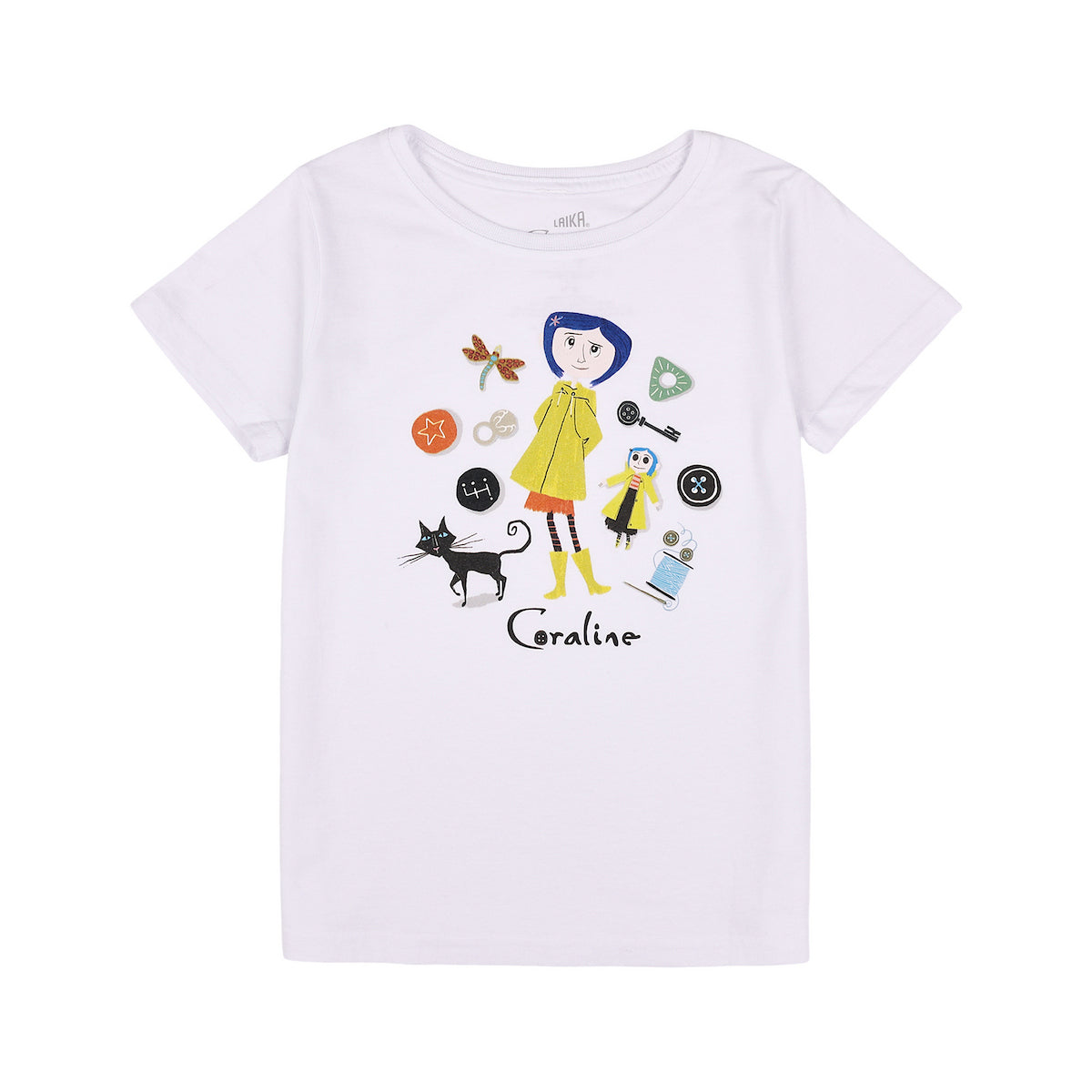 Coraline Twitchy Witchy Girl's Crew Neck Short Sleeve 3-Pack T-shirt