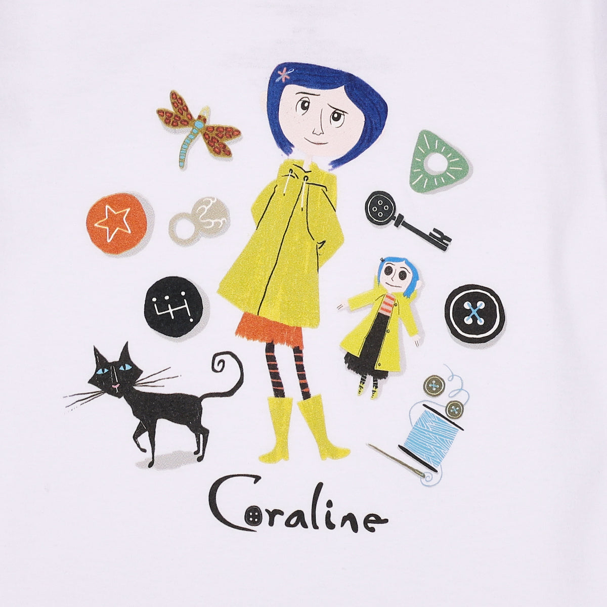 Coraline Twitchy Witchy Girl's Crew Neck Short Sleeve 3-Pack T-shirt