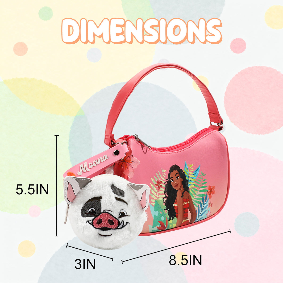 Moana Crescent Handbag, 5.5-Inch Crossbody Purse for Girls