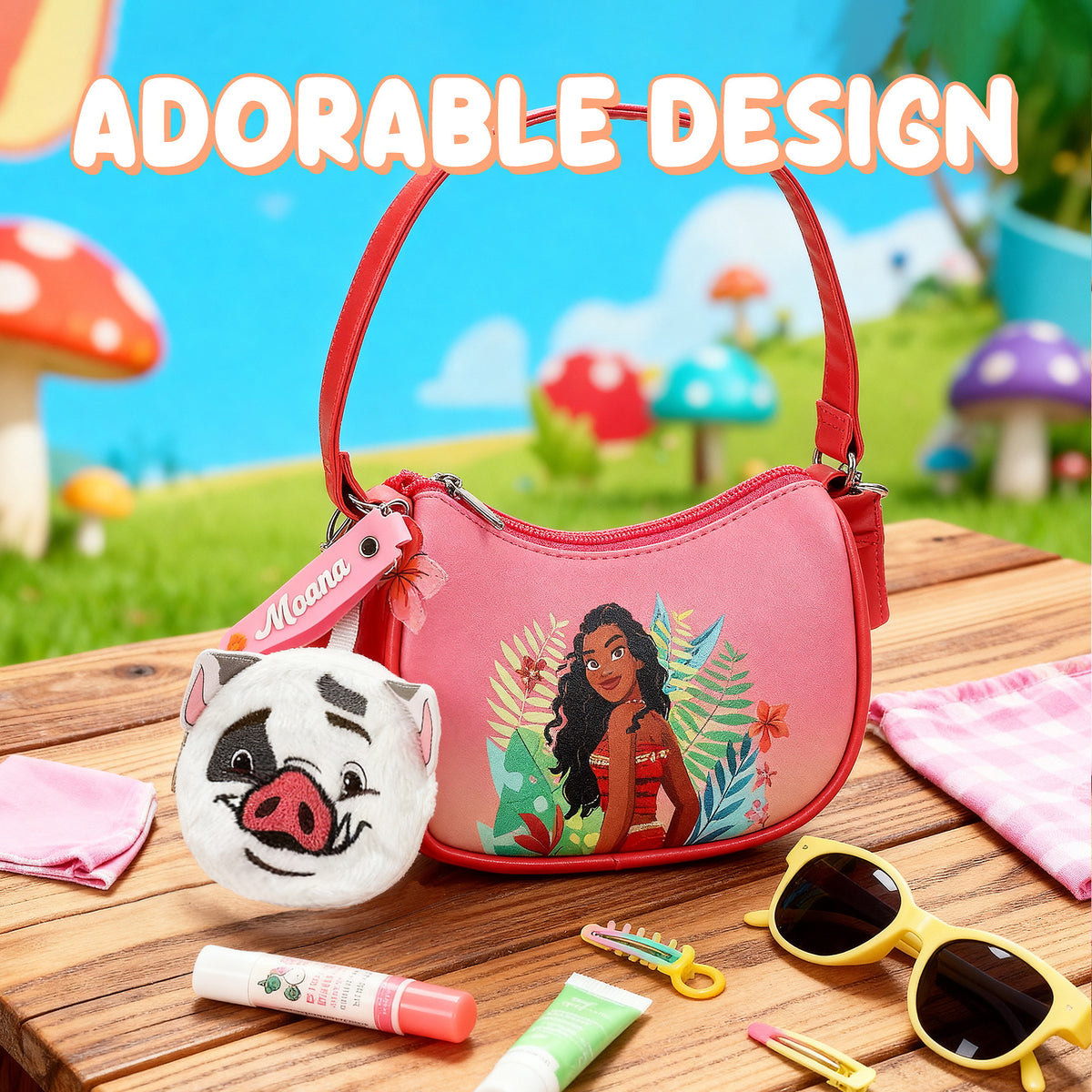 Moana Crescent Handbag, 5.5-Inch Crossbody Purse for Girls