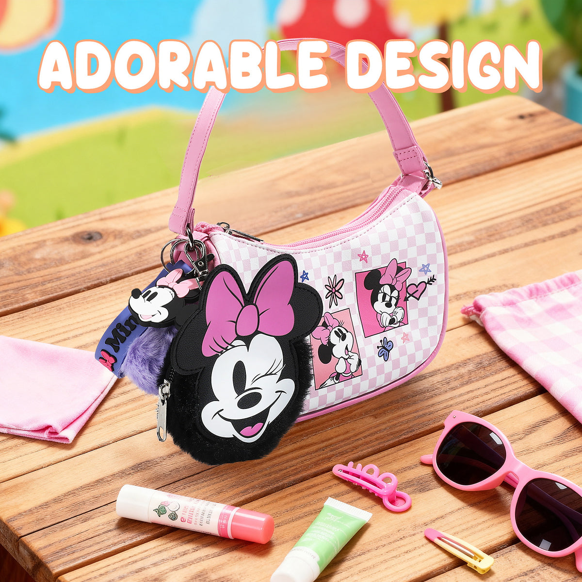 Minnie Mouse Classic Handbag Coin Purse and Bag Charm Set for Kids