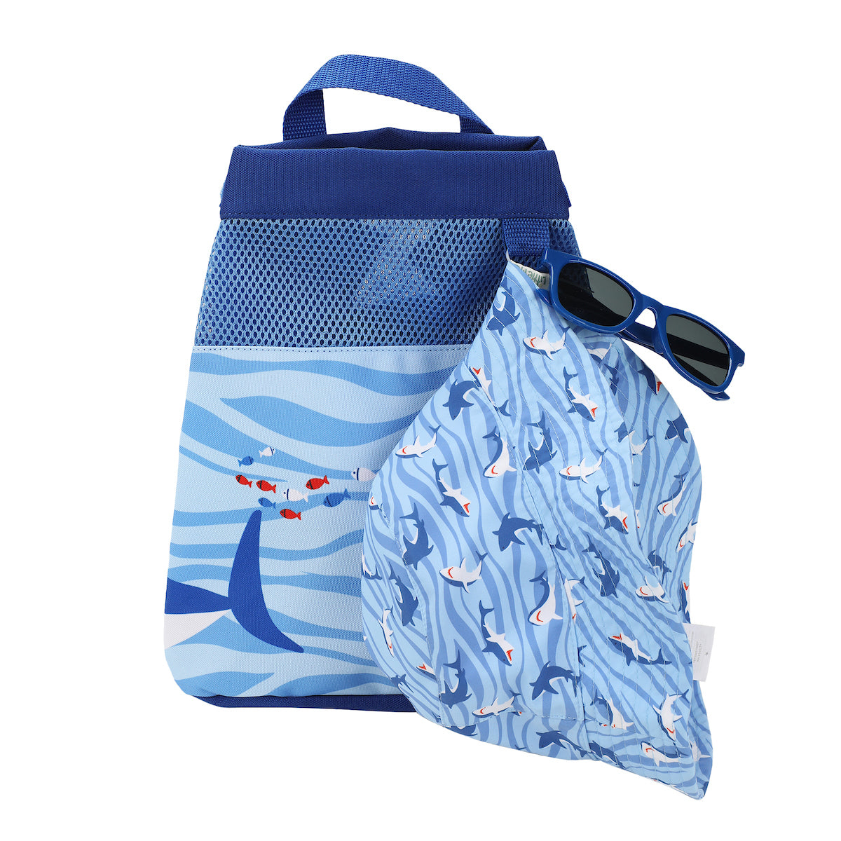Little Me Shark Print Hat Bag & Sunglasses Set