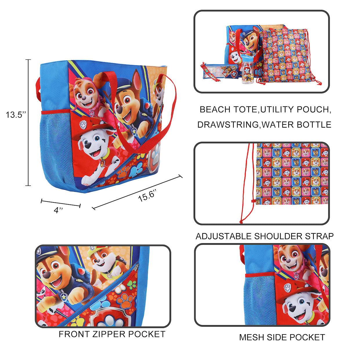 Paw Patrol 5-Piece Youth Beach Tote Set