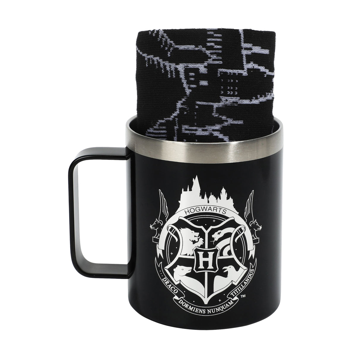 Harry Potter Hogwarts 14 oz Stainless Steel Mug with Socks