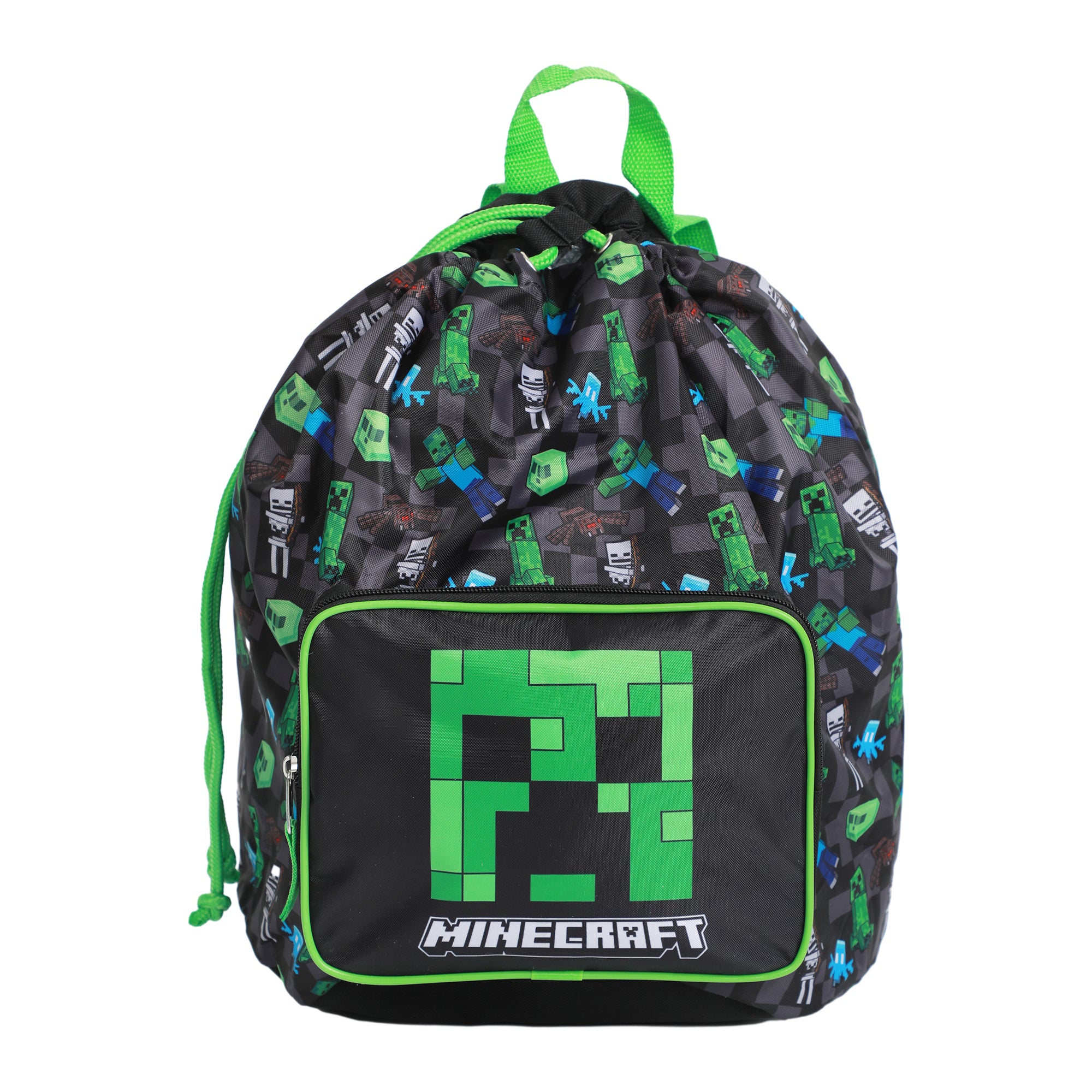 Minecraft Creeper 4-Piece Travel Set - Duffel Bag, Drawstring Backpack, Throw Blanket & Toiletry Bag
