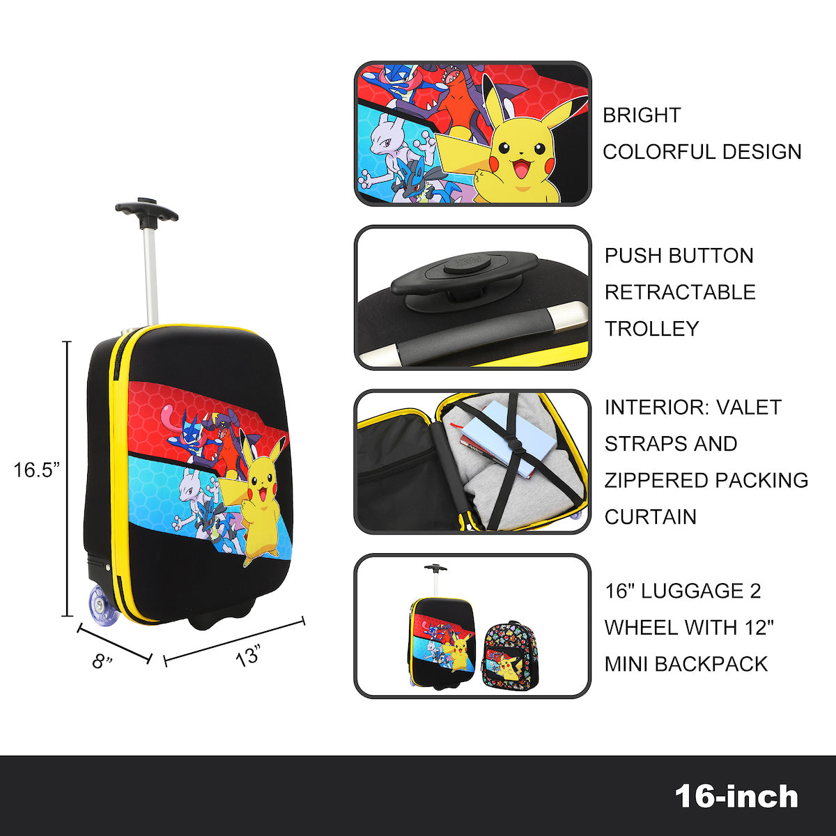 Pokemon Character Stripes 2-Pack Luggage Set