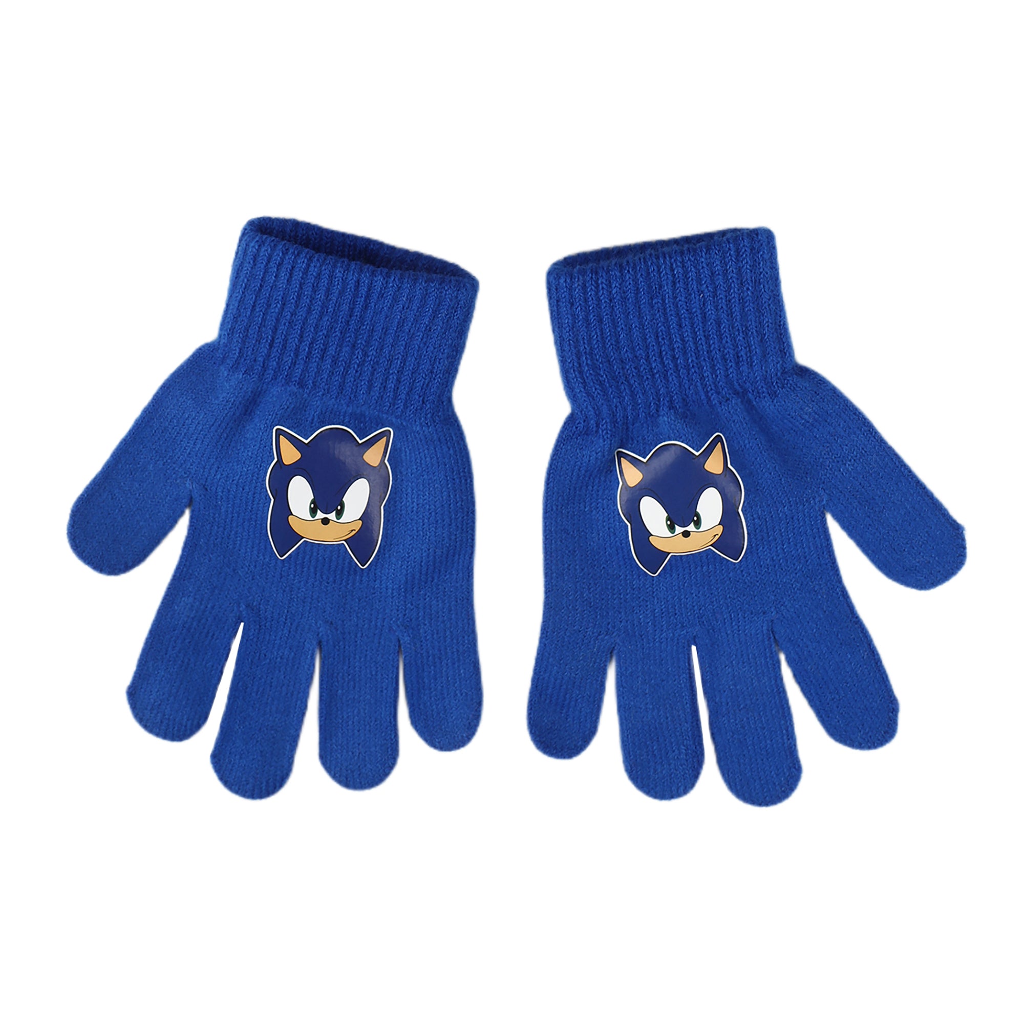 Sonic The Hedgehog Embroidered Sonic Face 2-Piece Youth Earmuffs & Magic Gloves Set