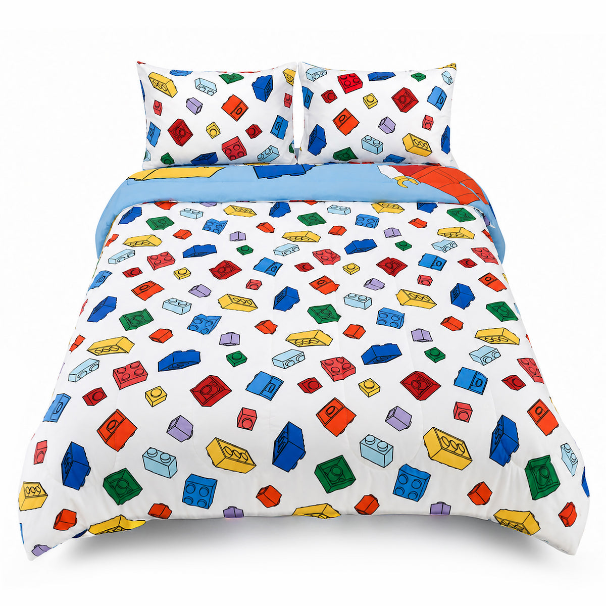 Lego Classic Explore 7 Piece Comforter Set for Kids, Light Blue