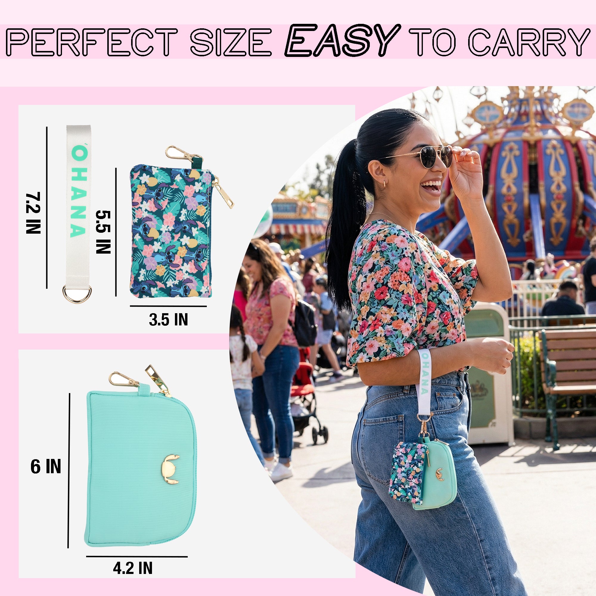 Lilo & Stitch Tropical Character Print 2-Piece Women's Coin Purse & Wristlet