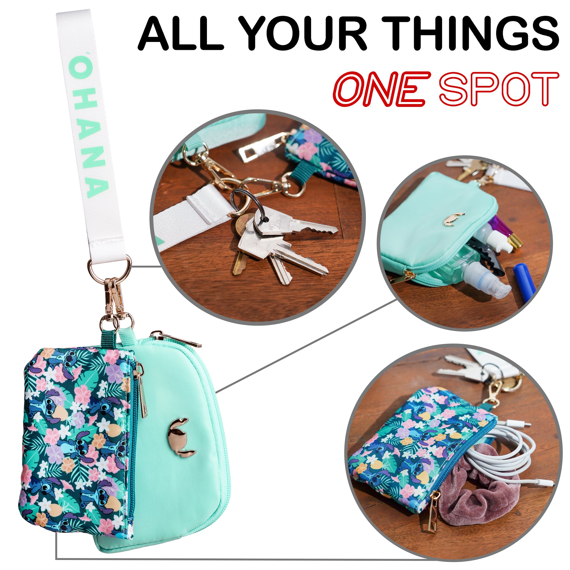 Lilo & Stitch Tropical Character Print 2-Piece Women's Coin Purse & Wristlet