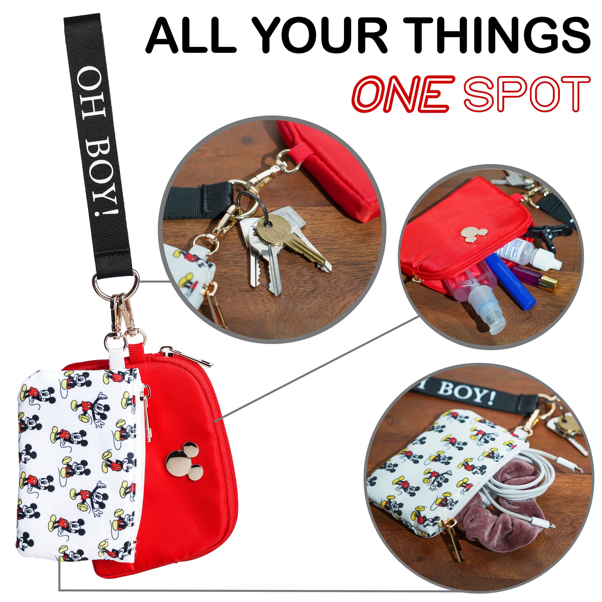 Disney Mickey Mouse All-Over Character Print 2-Piece Women's Coin Purse & Wristlet