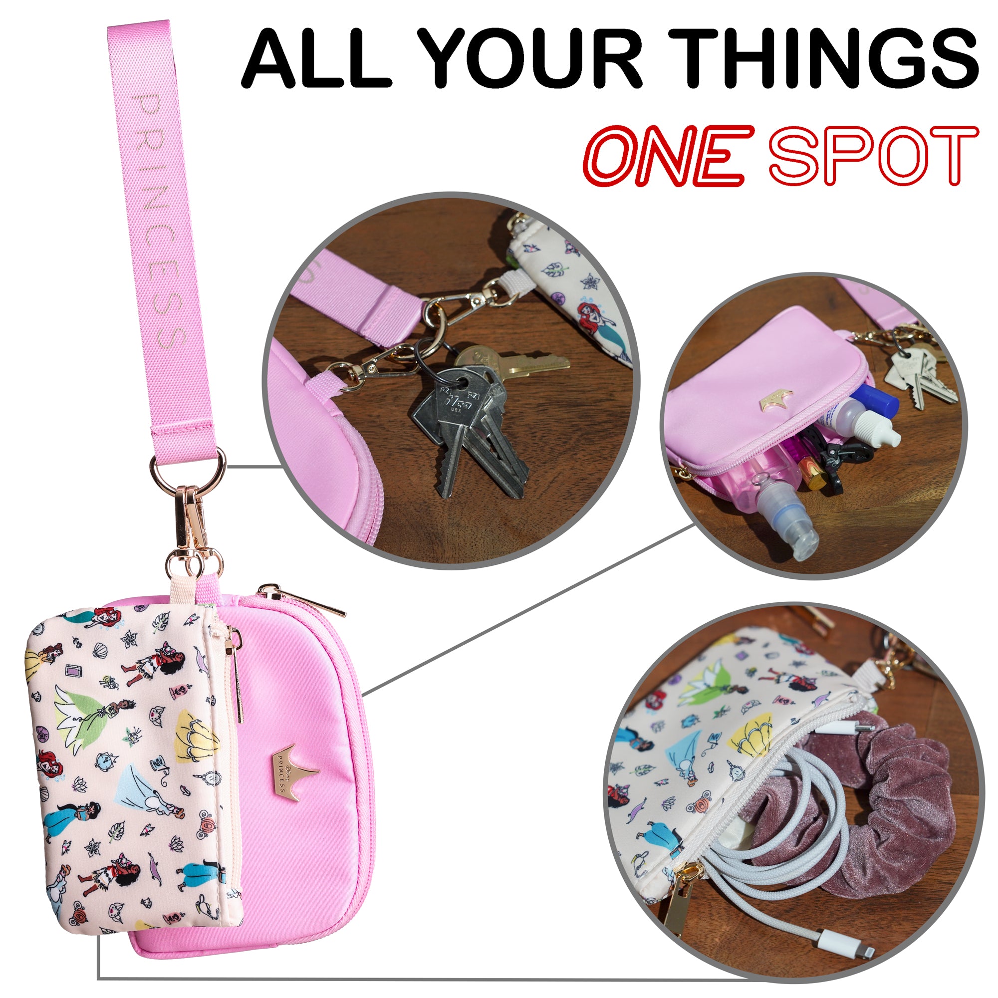 Disney Princess All-Over Character Print 2-Piece Women's Coin Purse & Wristlet