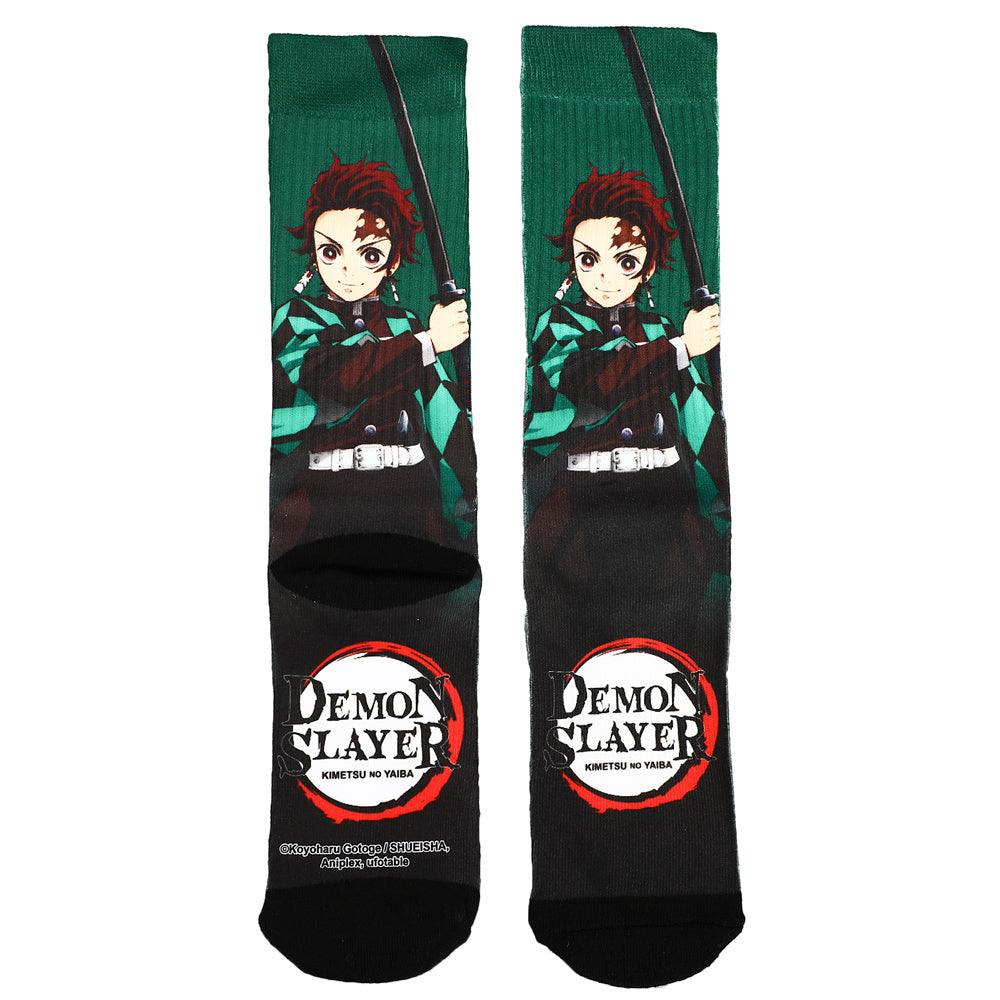 Demon Slayer Green Sublimated crew Socks for Men