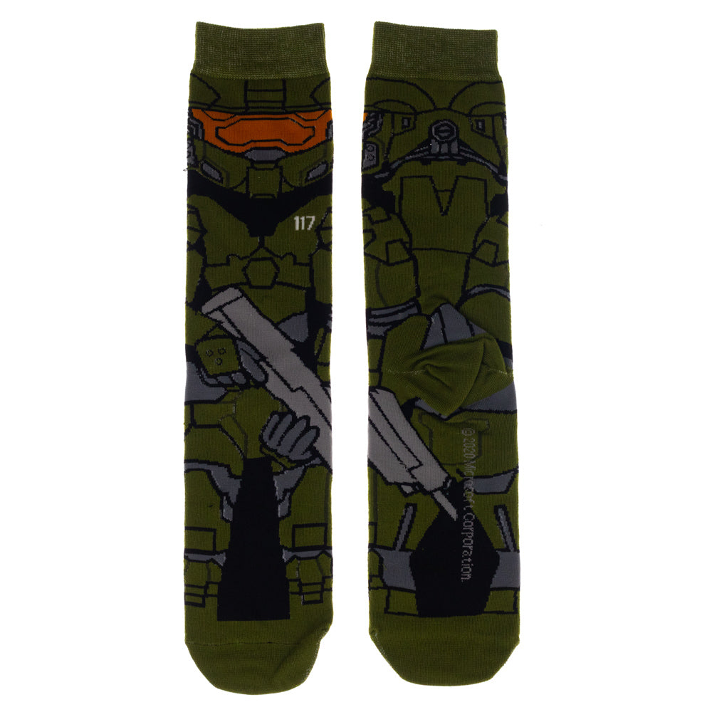 Bioworld Halo Master Chief 360° Crew Socks for Men | Officially Licensed Xbox Gaming Apparel