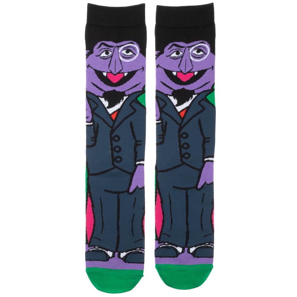Sesame Street Count Von Count 360 Casual Character Crew Socks for Men