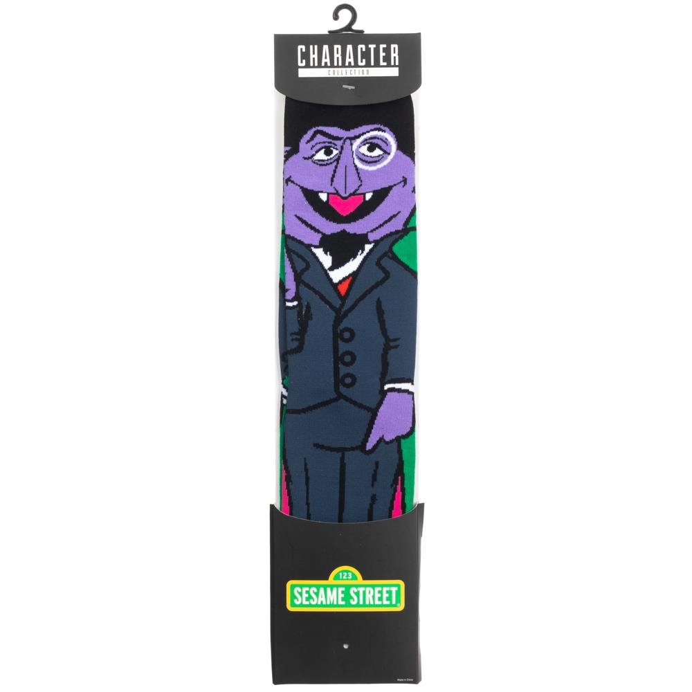 Sesame Street Count Von Count 360 Casual Character Crew Socks for Men