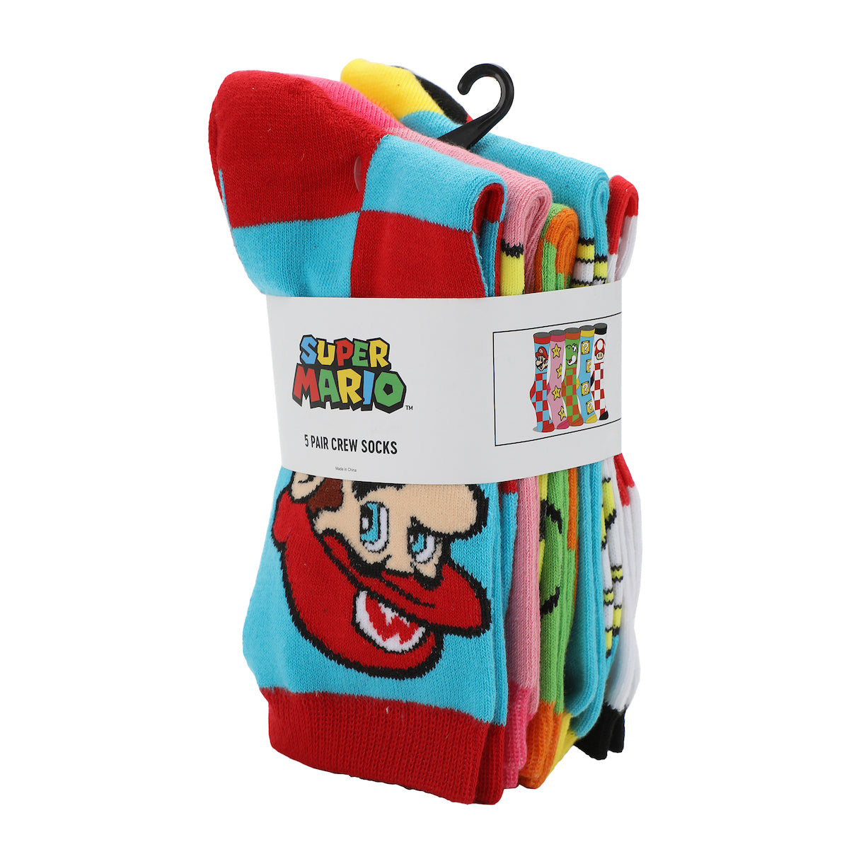 Super Mario Bros. Adult Crew Socks 5-Pack