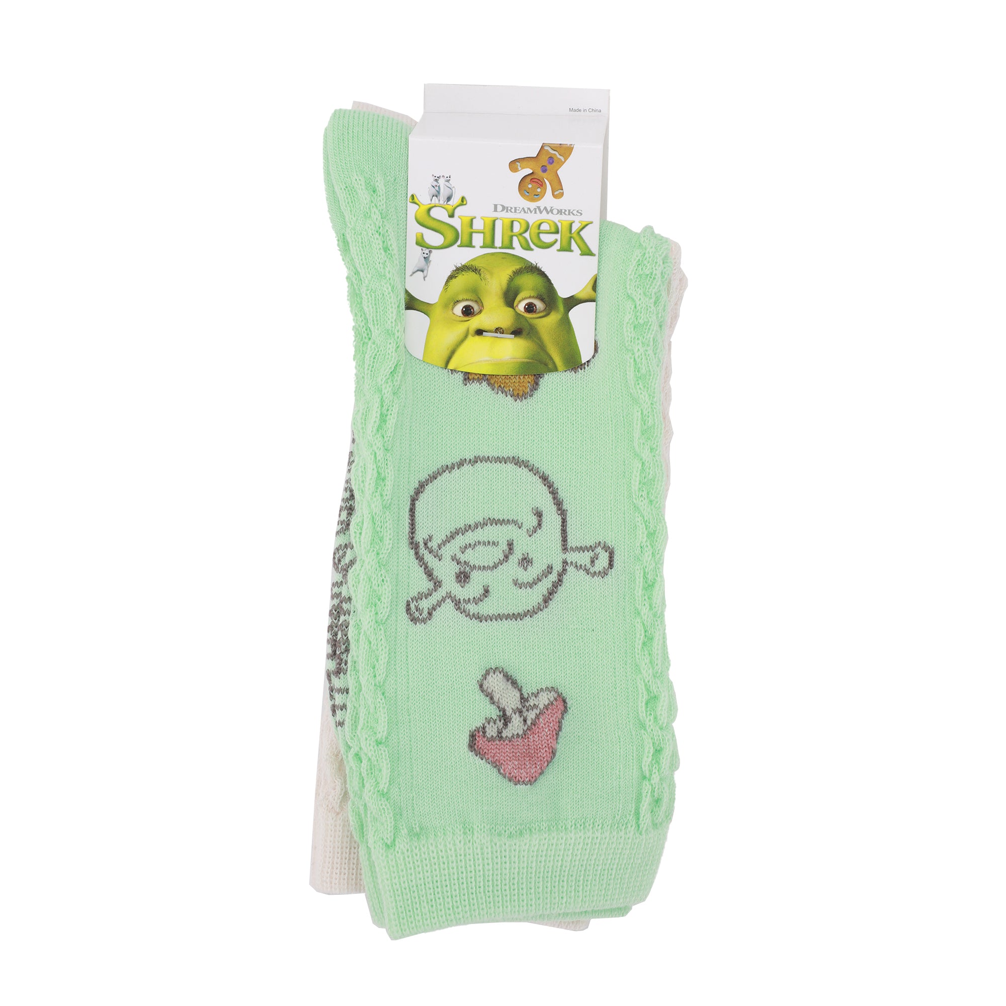 Shrek Donkey & Shrek Flora Patterns Women's 2-Pair Casual Crew Socks