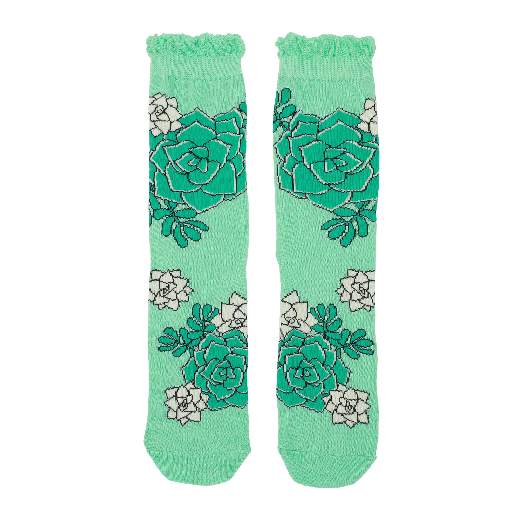 Desert Cacti & Flowers Women's 3-Pair Casual Crew Socks-OSFA