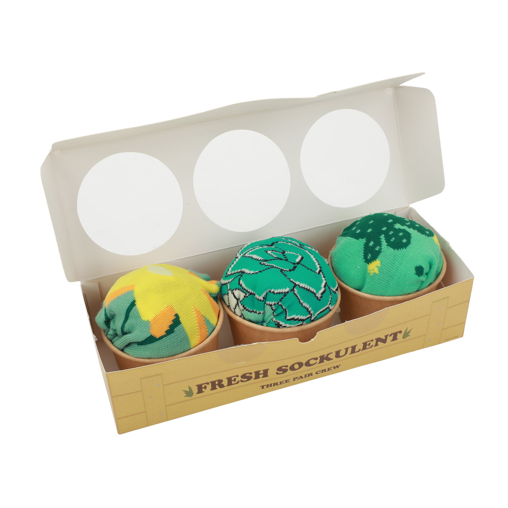 Desert Cacti & Flowers Women's 3-Pair Casual Crew Socks-OSFA