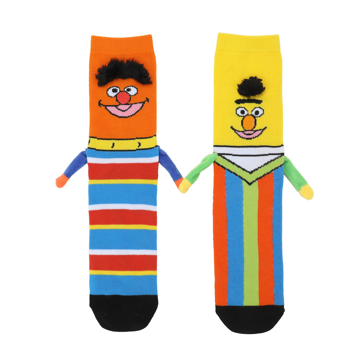 Sesame Street Bert & Ernie Women's Casual Crew Socks With 3D Arms & Magnetic Hands