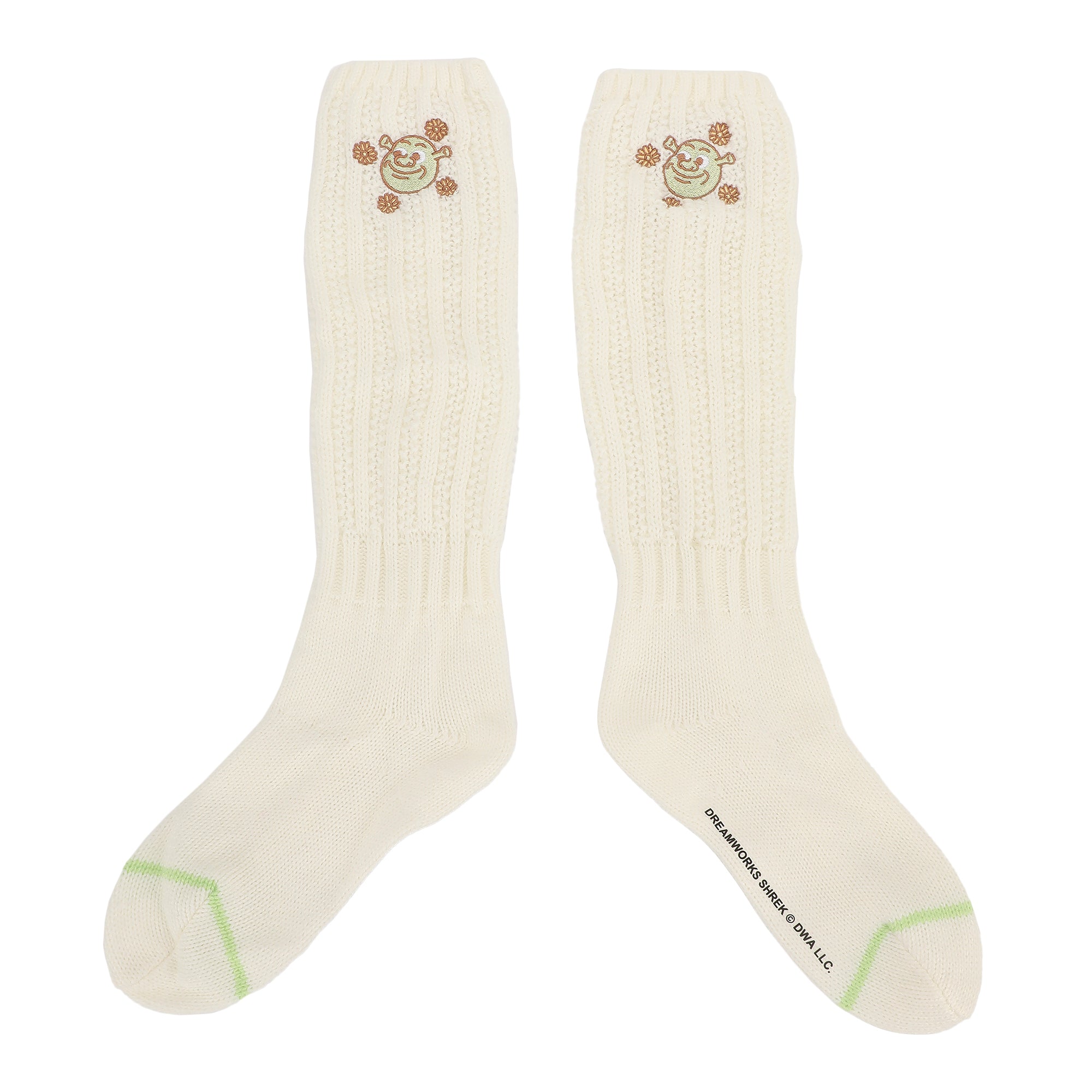 Shrek Embroidered Character Art Flowers Women's Slouch Crew Socks