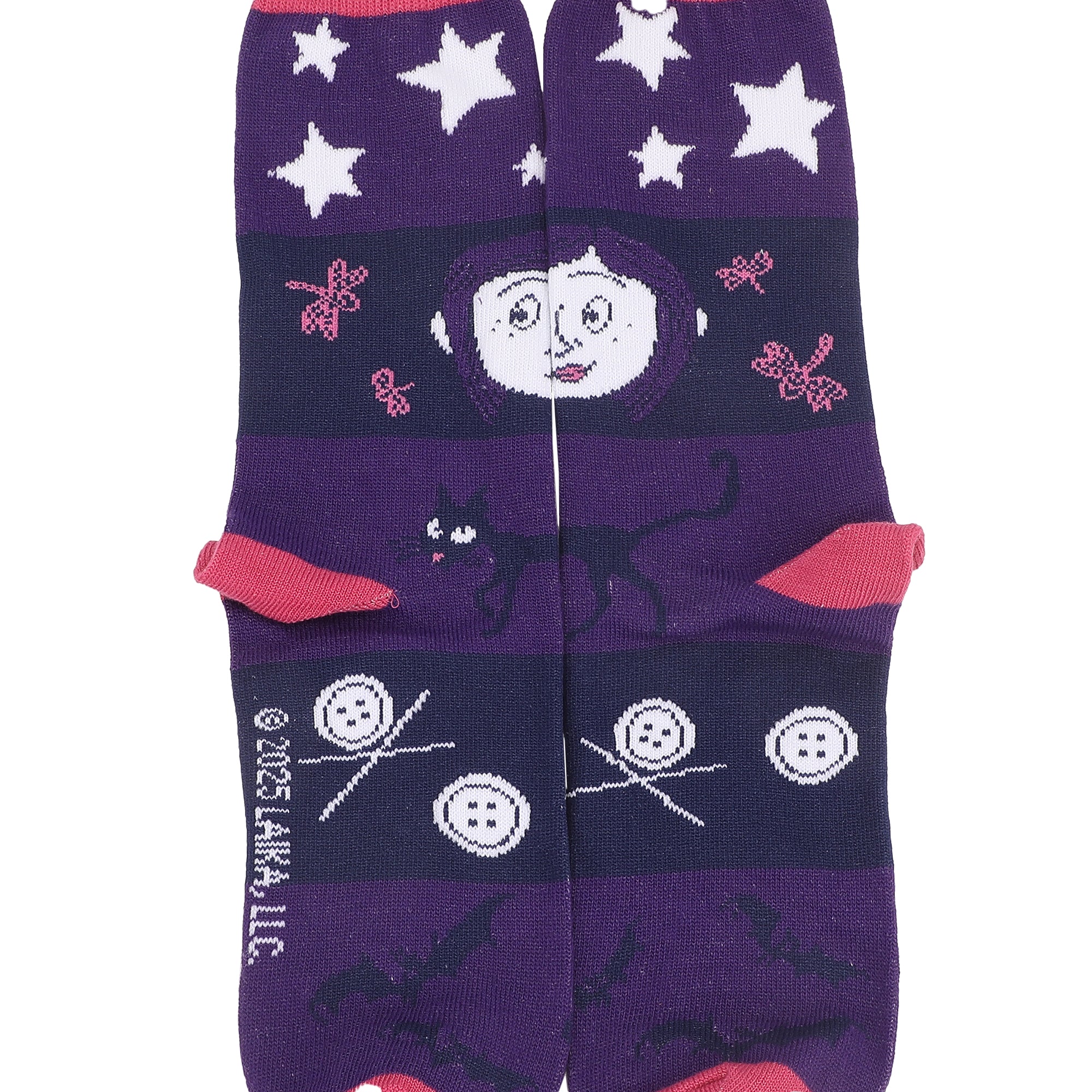 Coraline Mixed Icons Womens Casual Crew Socks 5 Pack