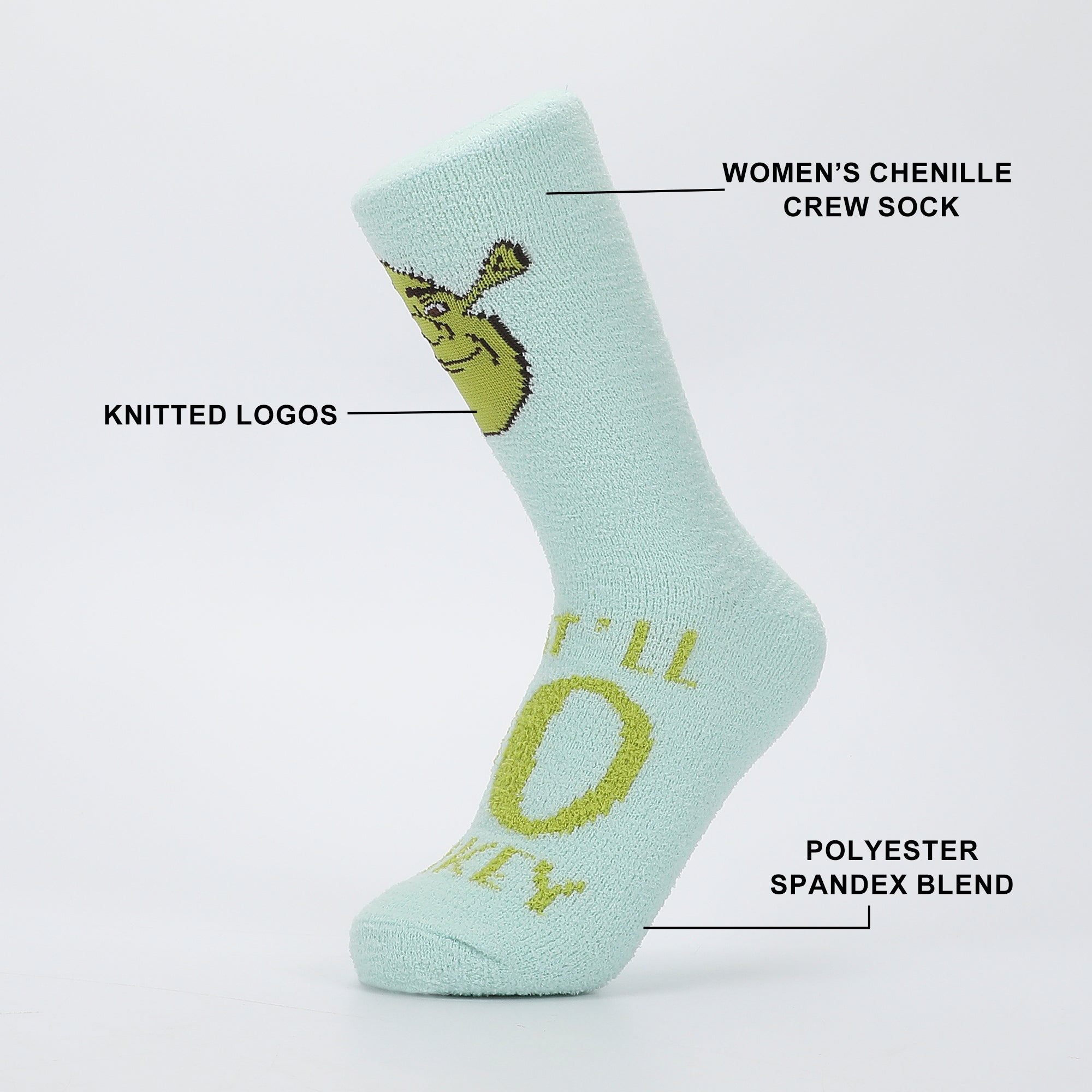 Shrek Shrek And Donkey Womens Chenille Cozy Crew Socks