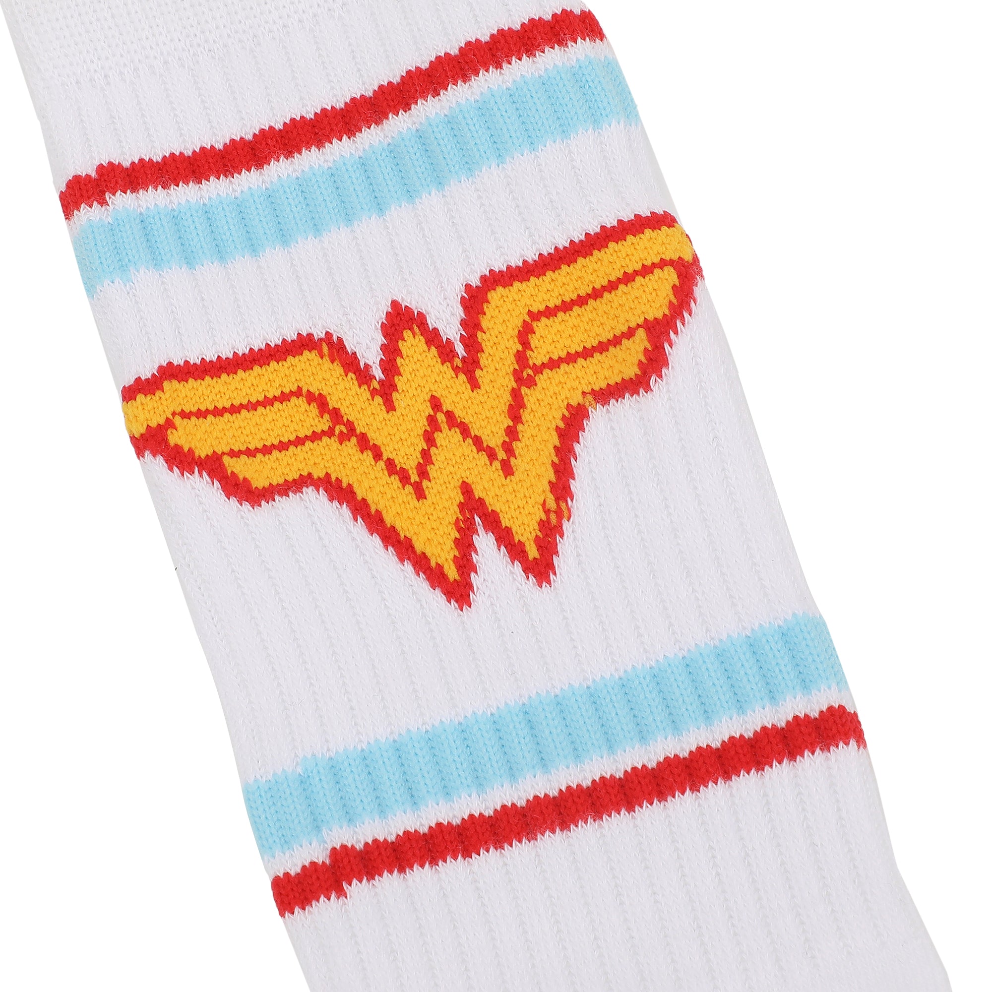 Wonder Woman Blue and Red Striped Mens Athletic Crew Socks