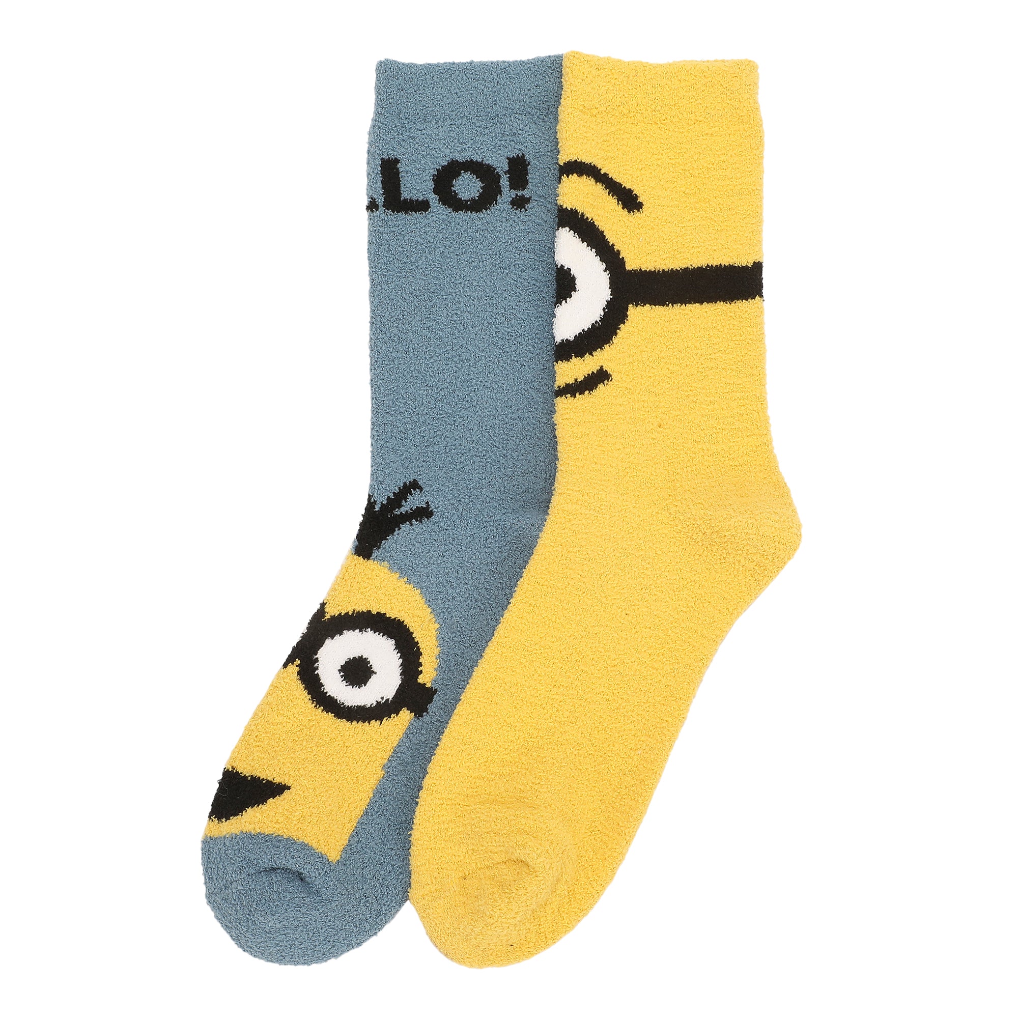 Minions Stuart and Bello Kevin Womens Chenille Cozy Crew Socks