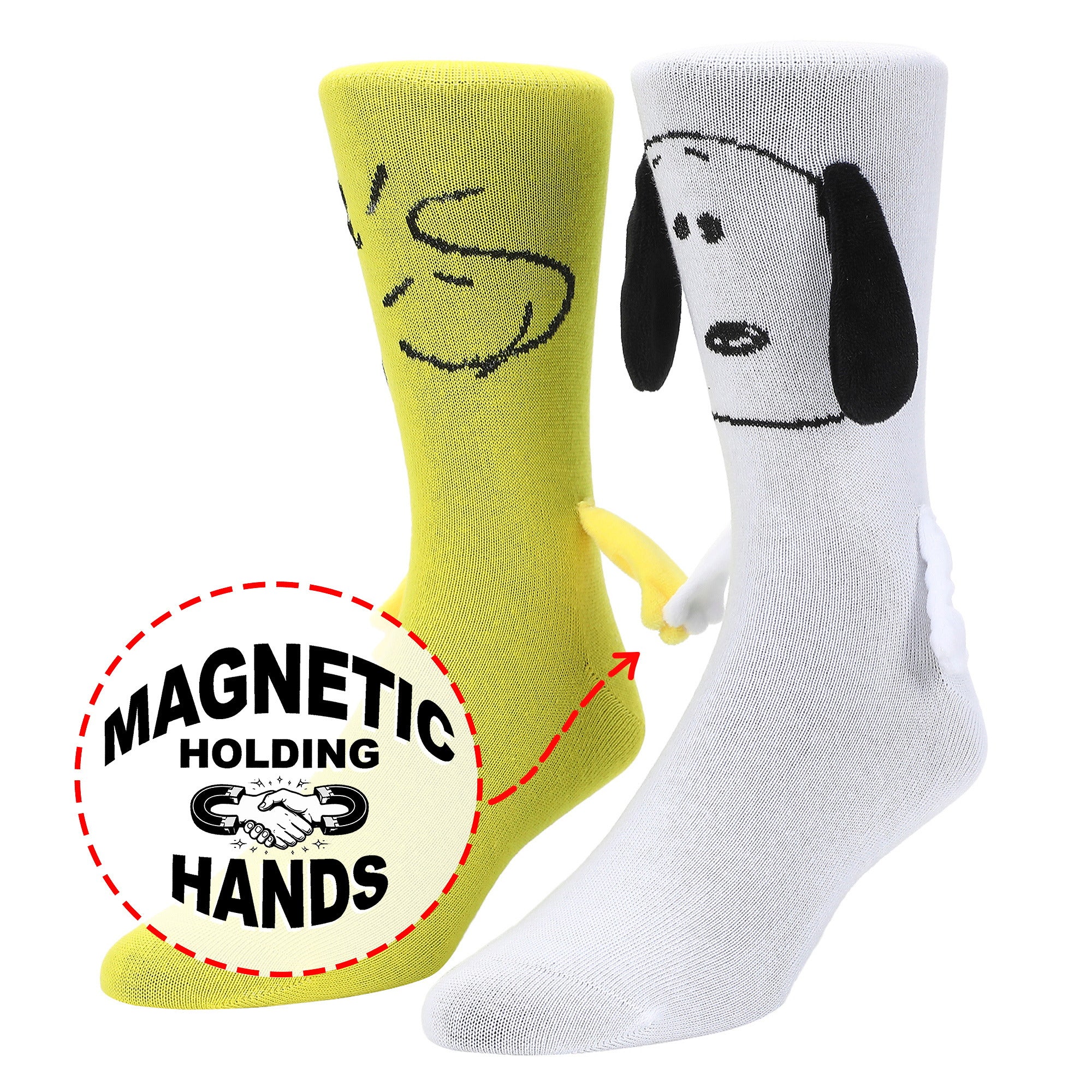 Peanuts Woodstock & Snoopy Women’s Crew Socks With Magnetic Holding Hands