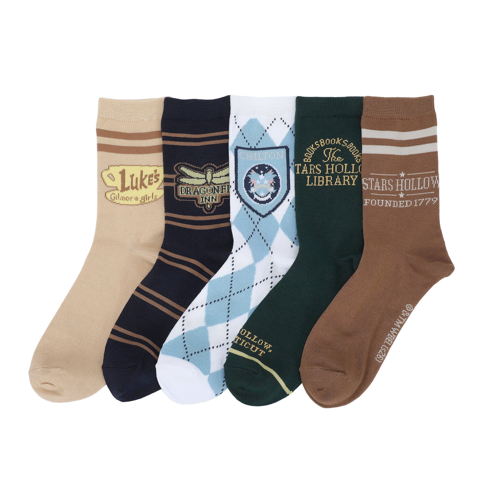 Gilmore Girls Stars Hollow Logos Women’s 5-Pair Pack Crew Socks