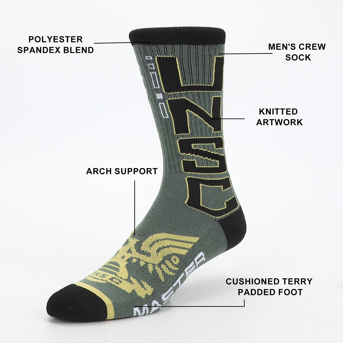 Halo Icon Athletic Crew Sock for Adult Fans, Olive