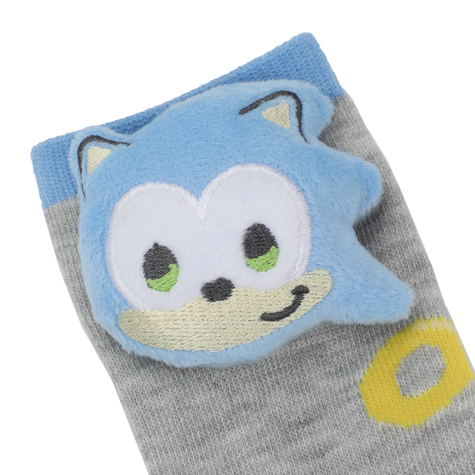 Sonic The Hedgehog 3D Plush Sonic & Amy Head Youth Girls 2-Pair Crew Socks